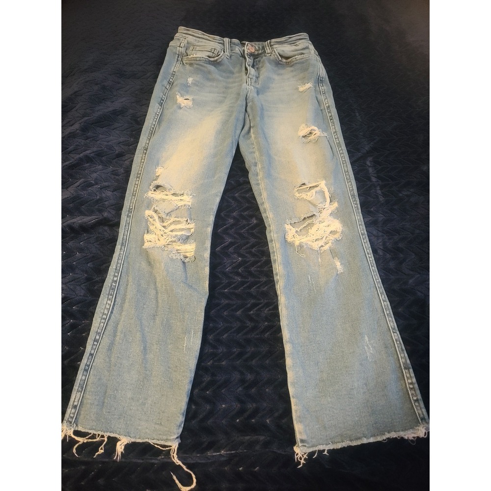 Flying Monkey Mid Rise Ankle Jeans 27 Distressed Ripped Light Wash BY4192AA